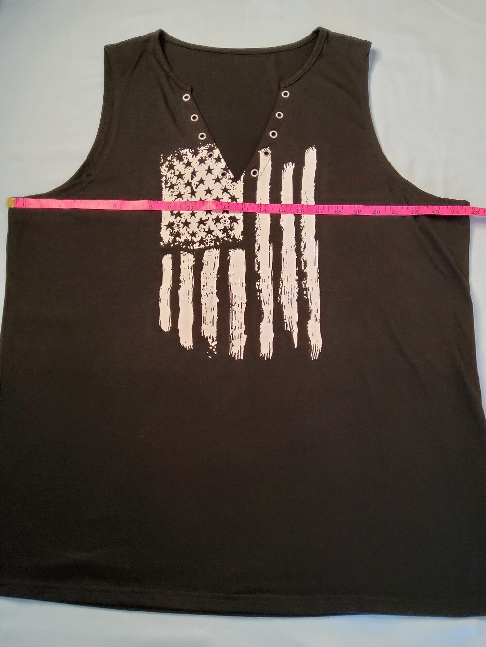 Black Tank Top with White Flag Graphic - Picture 4 of 4